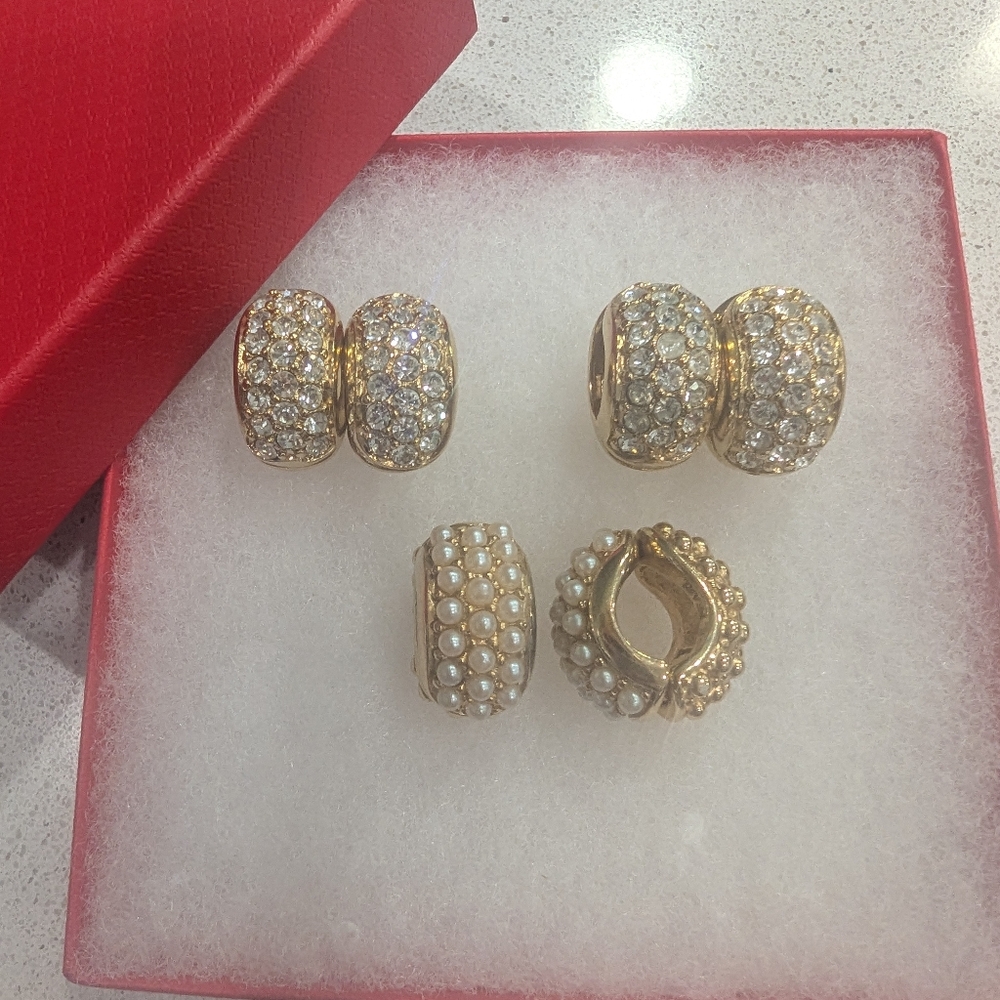 ✨ Vintage E. Pearl Signed Hugger Earrings – Lot of 3 Pairs - Picture 12 of 12